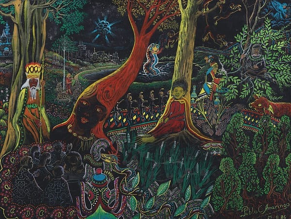 Spirits of trees in a psychedelic vision